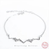 925 Sterling Silver Wave Heartbeat Crystal Bracelet for Women