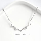 925 Sterling Silver Wave Heartbeat Crystal Bracelet for Women