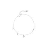 925 Silver Zircon Heart Charm Bracelet Women Birthday Wedding Party Jewelry