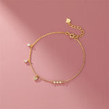 925 Silver Zircon Heart Charm Bracelet Women Birthday Wedding Party Jewelry
