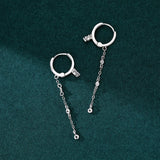 925 Silver Zircon Tassel Hoop Earrings Classic Jewelry
