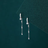 925 Silver Zircon Tassel Hoop Earrings Classic Jewelry