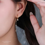 925 Silver Zircon Tassel Hoop Earrings Classic Jewelry