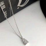925 Silver Zircon Lock Necklace Women Party Accessories