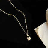 925 Silver Zircon Lock Necklace Women Party Accessories