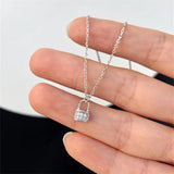 925 Silver Zircon Lock Necklace Women Party Accessories