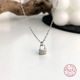 925 Silver Zircon Lock Necklace Women Party Accessories
