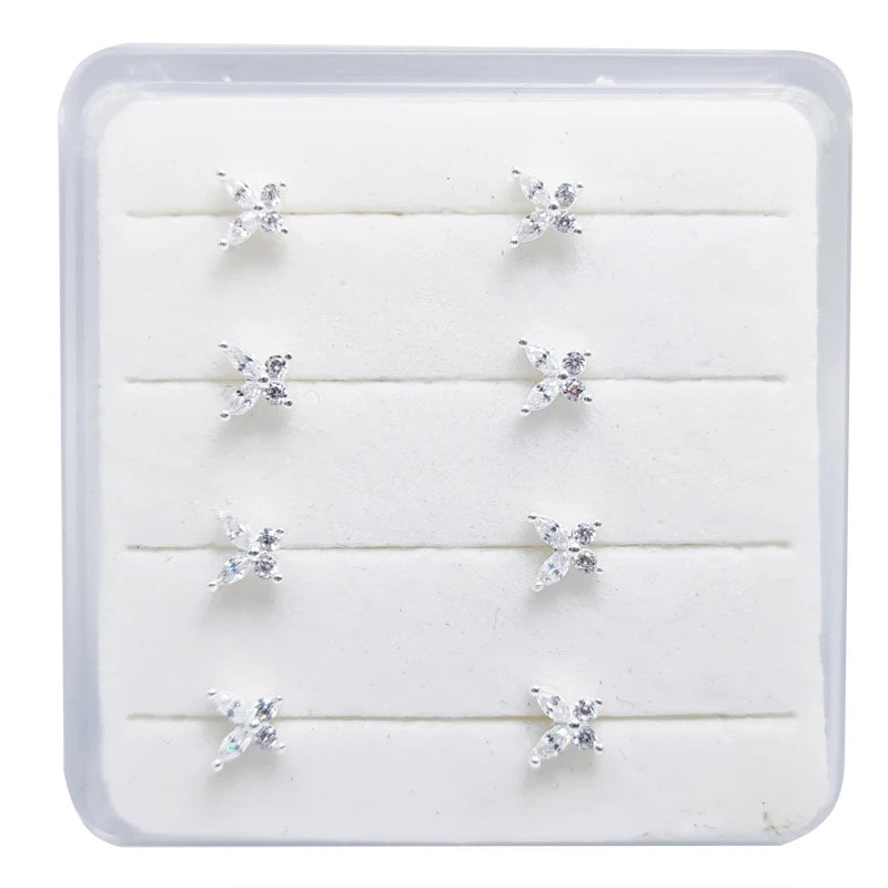 925 Silver L Bend Stud Nose Ring 20G Nose Body Piercing 8pcs