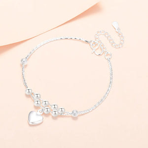 925 Silver LOVE Heart Bracelet Wedding Jewelry Girls Christmas