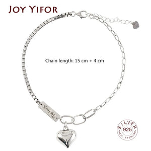 925 Sterling Silver LOVE Heart Pendant Bracelet For Women