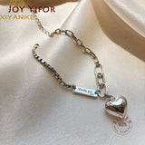 925 Sterling Silver LOVE Heart Pendant Bracelet For Women