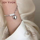 925 Sterling Silver LOVE Heart Pendant Bracelet For Women