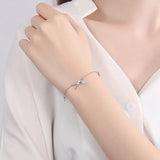 925 Silver LOVE Butterfly CZ Heart Charm Bracelet for Women