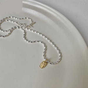 925 Silver LOVE Vintage Olive Beads Chain Necklace For Women