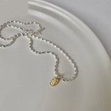 925 Silver LOVE Vintage Olive Beads Chain Necklace For Women
