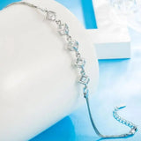 925 Silver Lab Diamond Square Cube Bracelet Women Wedding Jewelry