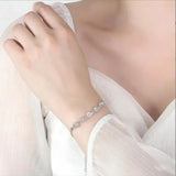 925 Silver Lab Diamond Square Cube Bracelet Women Wedding Jewelry