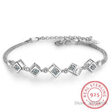 925 Silver Lab Diamond Square Cube Bracelet Women Wedding Jewelry