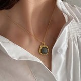 925 Silver Labradorite Pendant Necklace Clear Quartz Gemstone Party Jewelry