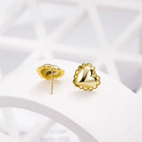 925 Silver Lace Heart Stud Earrings Women Fine Jewelry