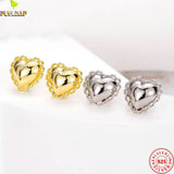 925 Silver Lace Heart Stud Earrings Women Fine Jewelry
