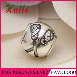 925 Silver Lacrosse Charm Bead for Bracelet Jewelry Making