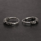 925 Silver Hoop Earrings Retro Style Patterned Round Vintage Jewelry
