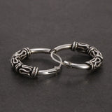 925 Silver Hoop Earrings Retro Style Patterned Round Vintage Jewelry