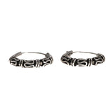 925 Silver Hoop Earrings Retro Style Patterned Round Vintage Jewelry