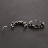 925 Silver Hoop Earrings Retro Style Patterned Round Vintage Jewelry