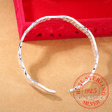 925 Sterling Silver Ripple Whirl Bracelet Cuff Bangle