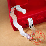 925 Sterling Silver Ripple Whirl Bracelet Cuff Bangle