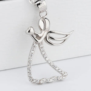 925 Silver Lady Angle Pendant Necklace for Women