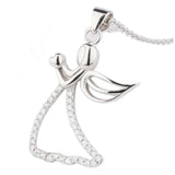 925 Silver Lady Angle Pendant Necklace for Women