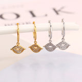 925 Silver Lip Mouth Zircon Piercing Hoop Earring Women Accessories
