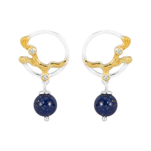 925 Silver Lapis Lazuli Earrings Chinese Style EH120