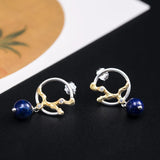 925 Silver Lapis Lazuli Earrings Chinese Style EH120