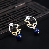 925 Silver Lapis Lazuli Earrings Chinese Style EH120
