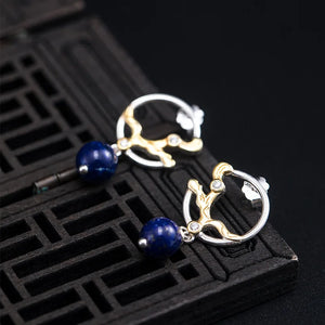 925 Silver Lapis Lazuli Earrings Chinese Style EH120