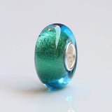 925 Silver Large Hole 3D Flowers Lake Glass Charm Beads European Bracelet