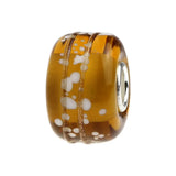 925 Silver Large Hole Colorful Flowers Music Note Glass Charm Bead