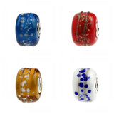 925 Silver Large Hole Colorful Flowers Music Note Glass Charm Bead