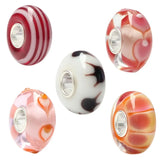 925 Silver Large Hole 3D Colorful Flowers Glass Charm Beads