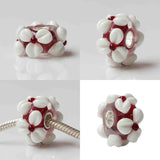 925 Silver 3D Plant Flowers Glass Charm Beads European Bracelet Jewelry