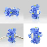 925 Silver 3D Plant Flowers Glass Charm Beads European Bracelet Jewelry