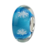 925 Silver 3D Colorful Snowflake Charm Glass Bead for Bracelet