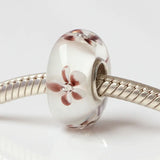 925 Silver 3D Flowers Glass Beads Charm for Bracelet