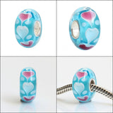 Sterling Silver 3D Flowers Glass Charm Beads for Bracelet