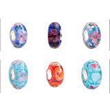 Sterling Silver 3D Flowers Glass Charm Beads for Bracelet