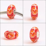 Sterling Silver 3D Flowers Glass Charm Beads for Bracelet